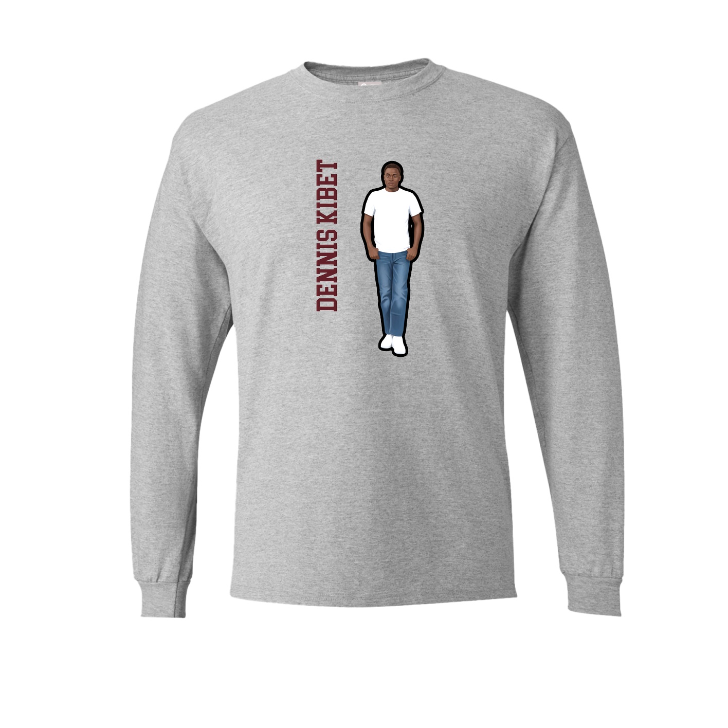 Long Sleeve Tee — Name Vertical in Grey