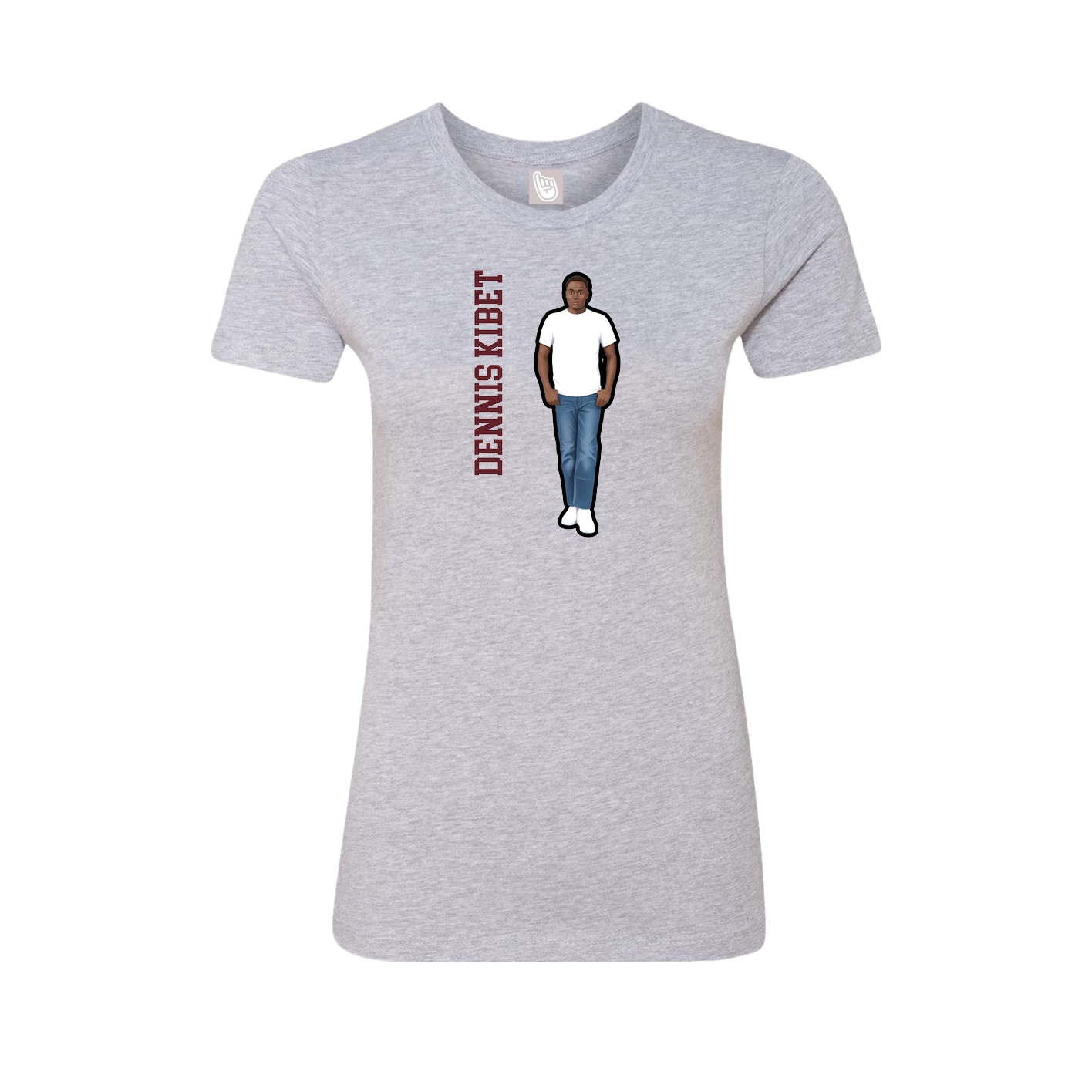 Fitted Women's Tee — Name Vertical in Grey