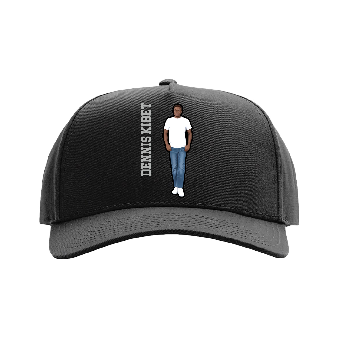 Full Fabric Five-Panel Champ Cap — Name Vertical in Black