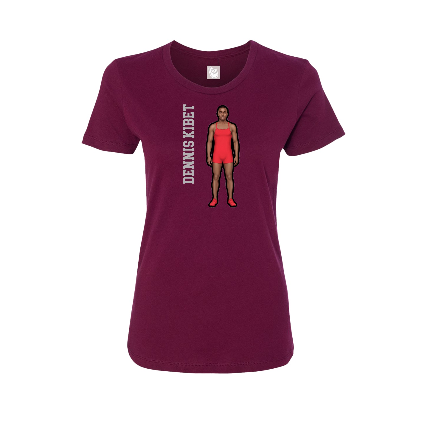 Fitted Women's Tee — Name Vertical in Maroon