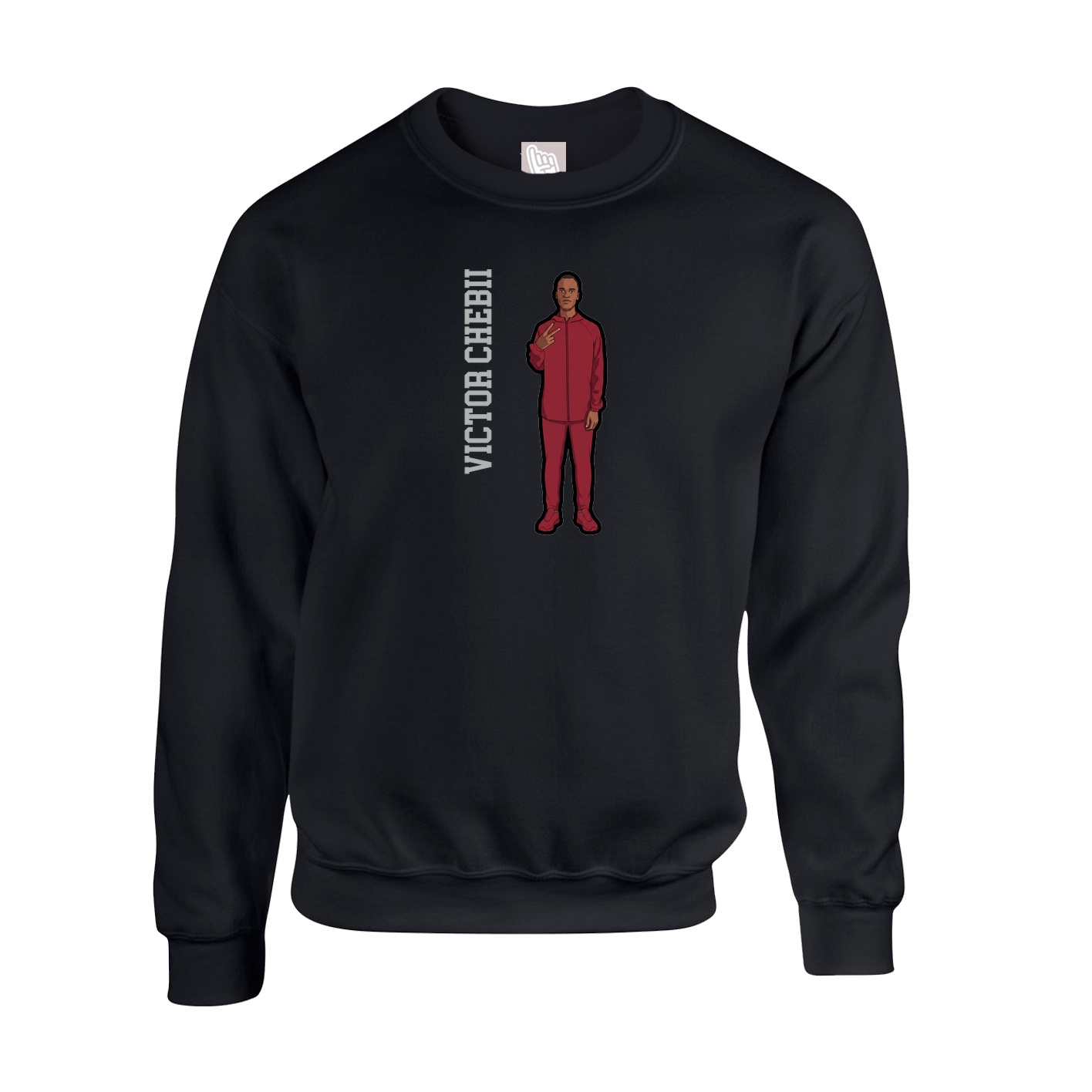 Fleece Crew — Name Vertical in Black
