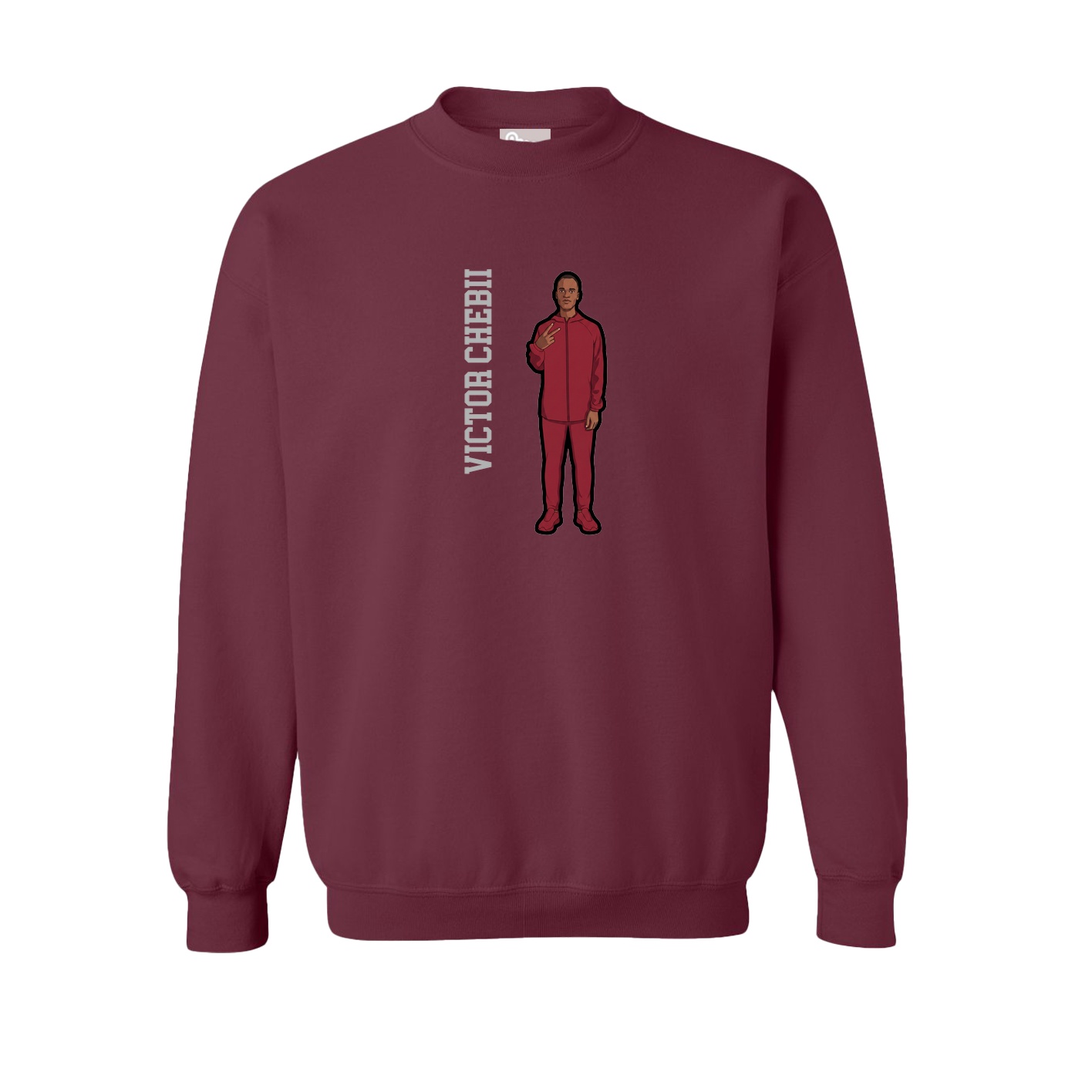 Fleece Crew — Name Vertical in Maroon