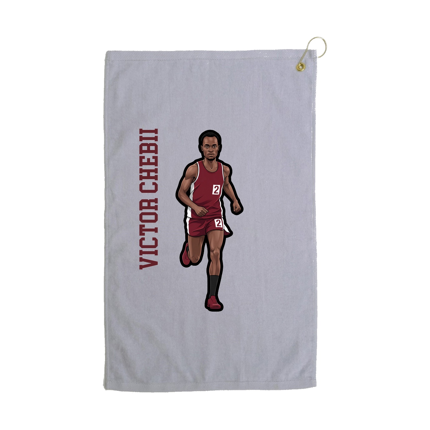 Golf Towel — Name Vertical in Grey
