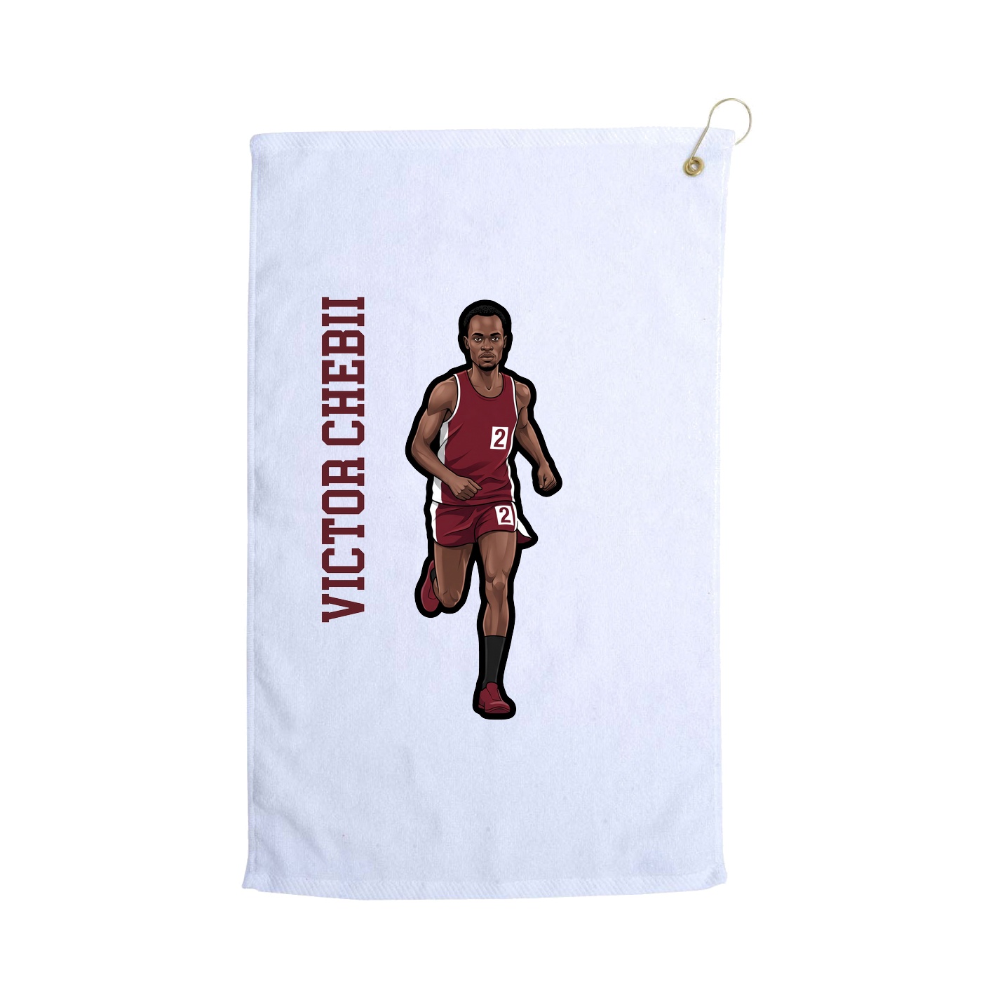 Golf Towel — Name Vertical in White