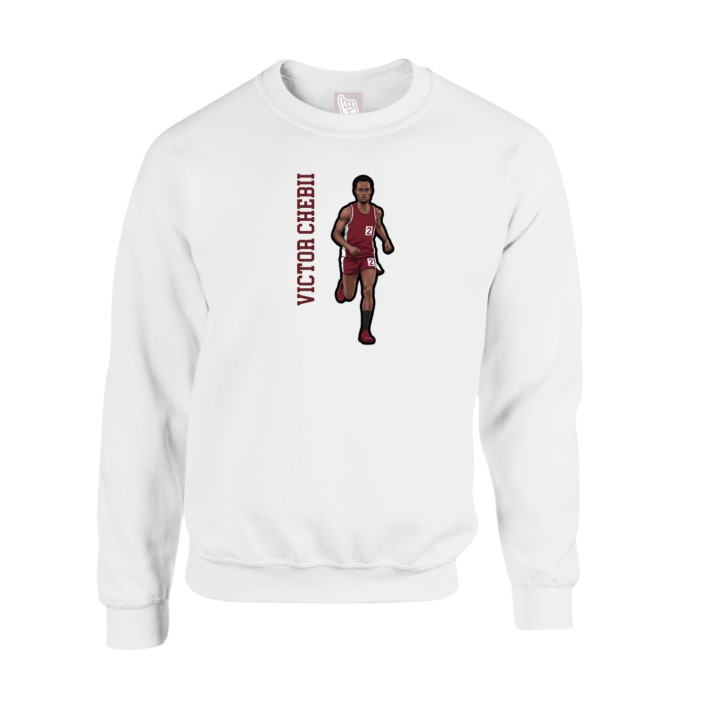 Fleece Crew — Name Vertical in White