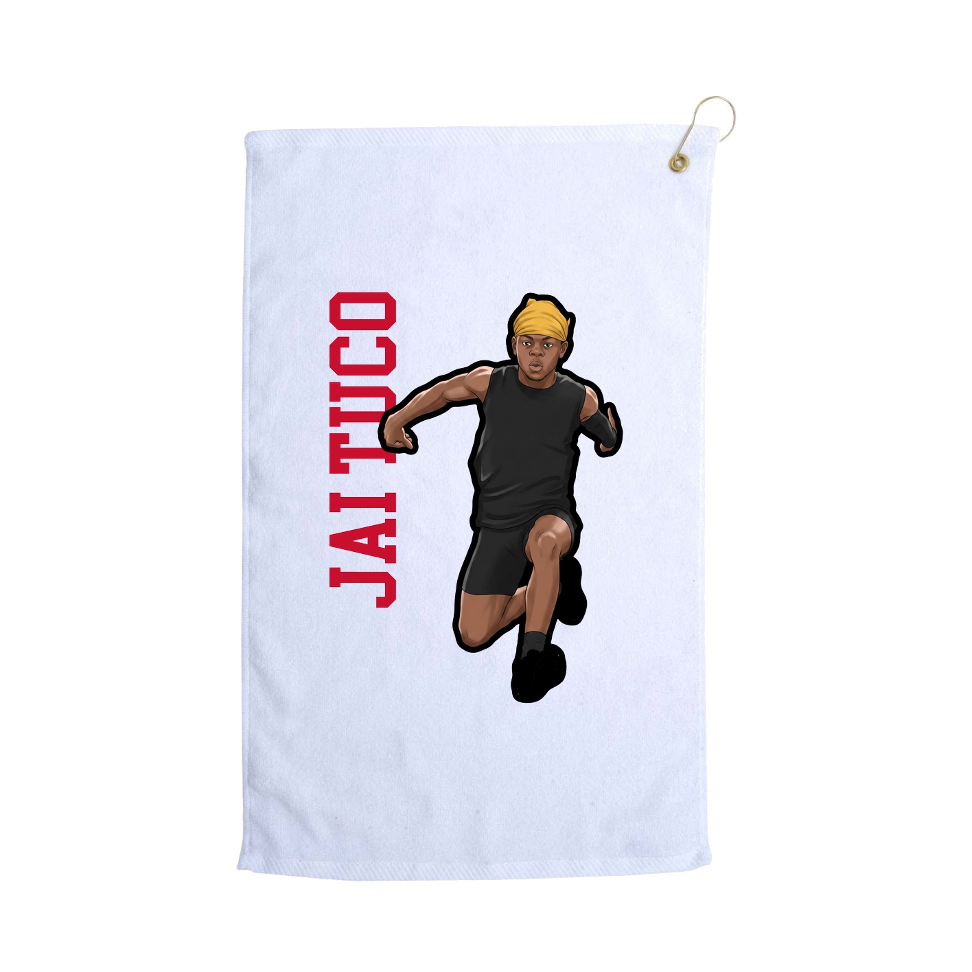 Golf Towel — Name Vertical in White