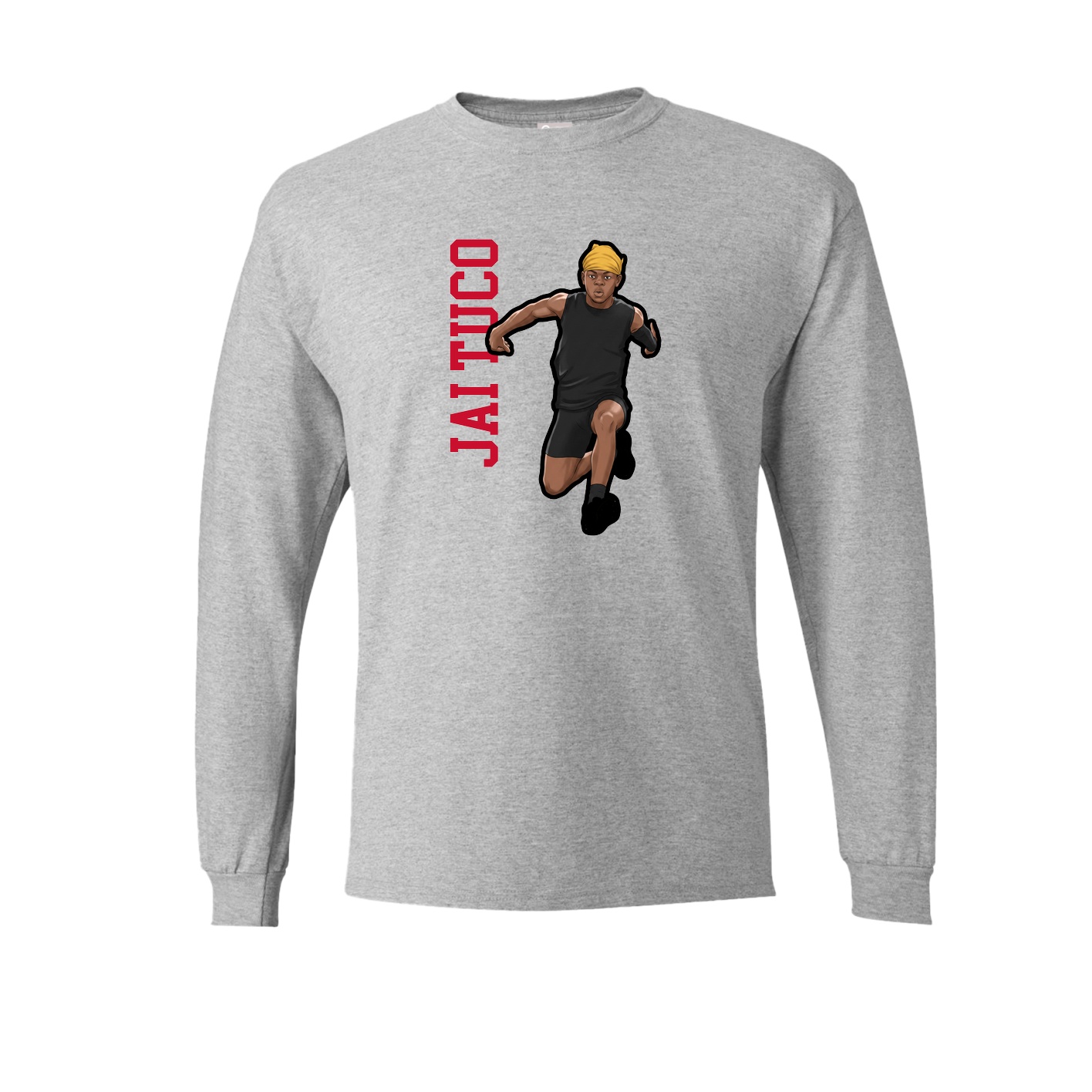 Long Sleeve Tee — Name Vertical in Grey