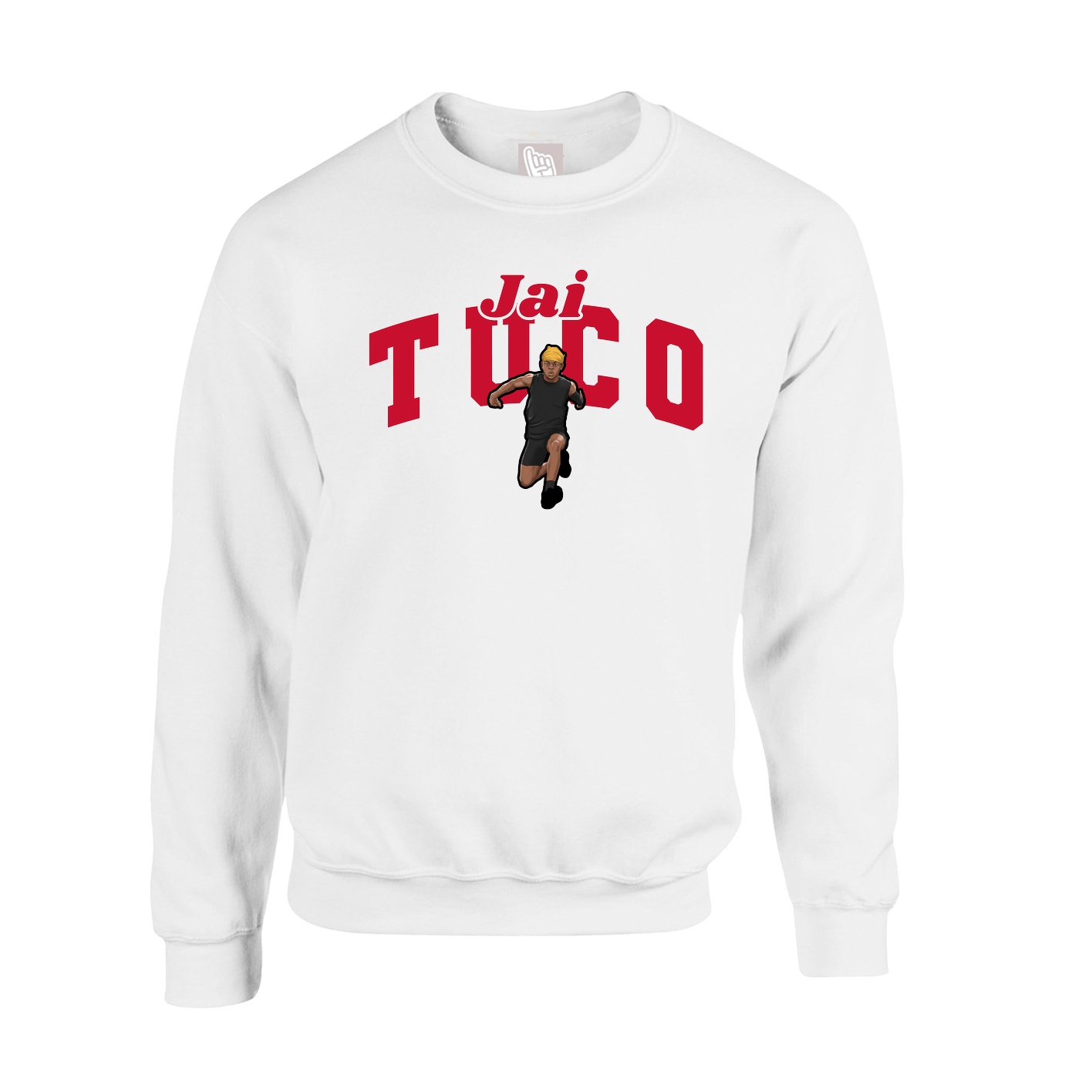 Fleece Crew — Signature Arch in White