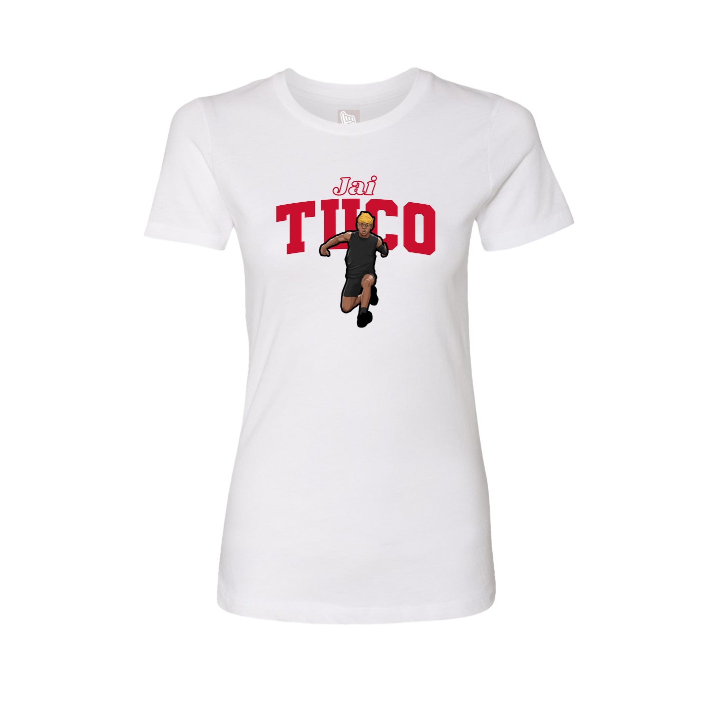 Fitted Women's Tee — Name Arch in White