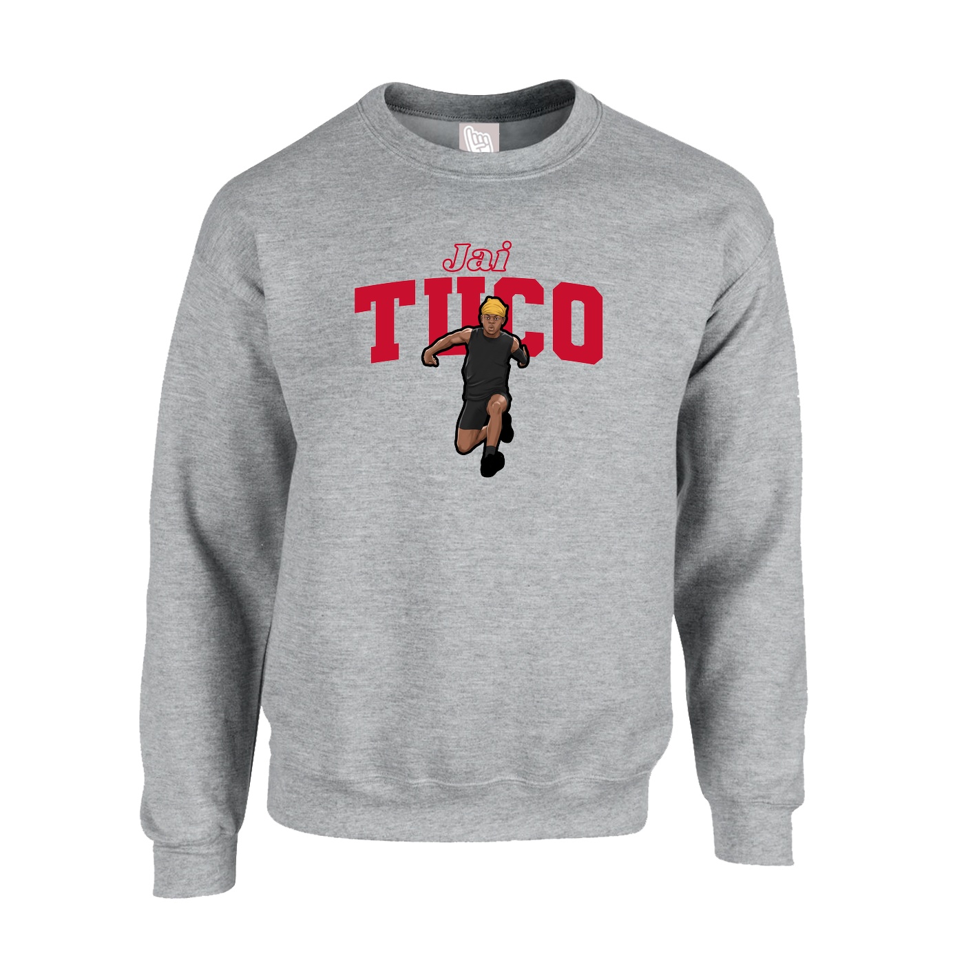 Fleece Crew — Name Arch in Grey