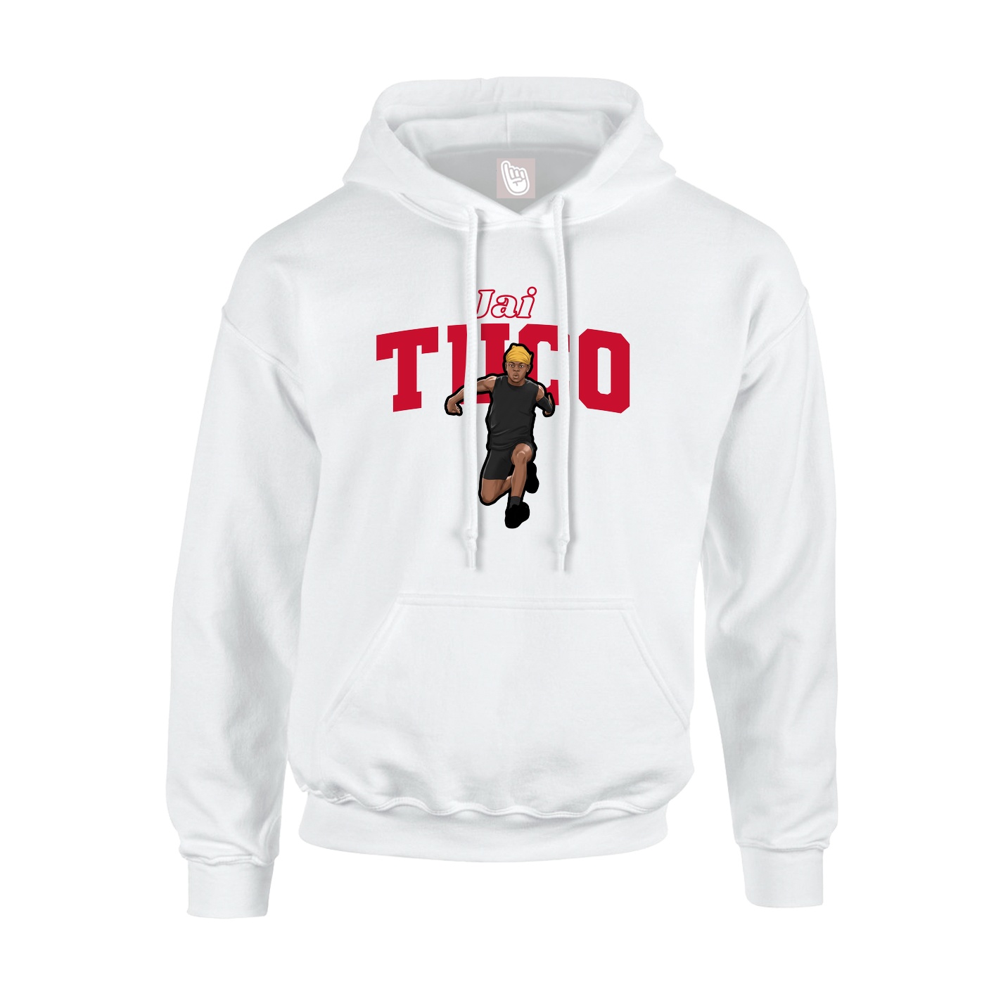 Youth Hoodie — Name Arch in White
