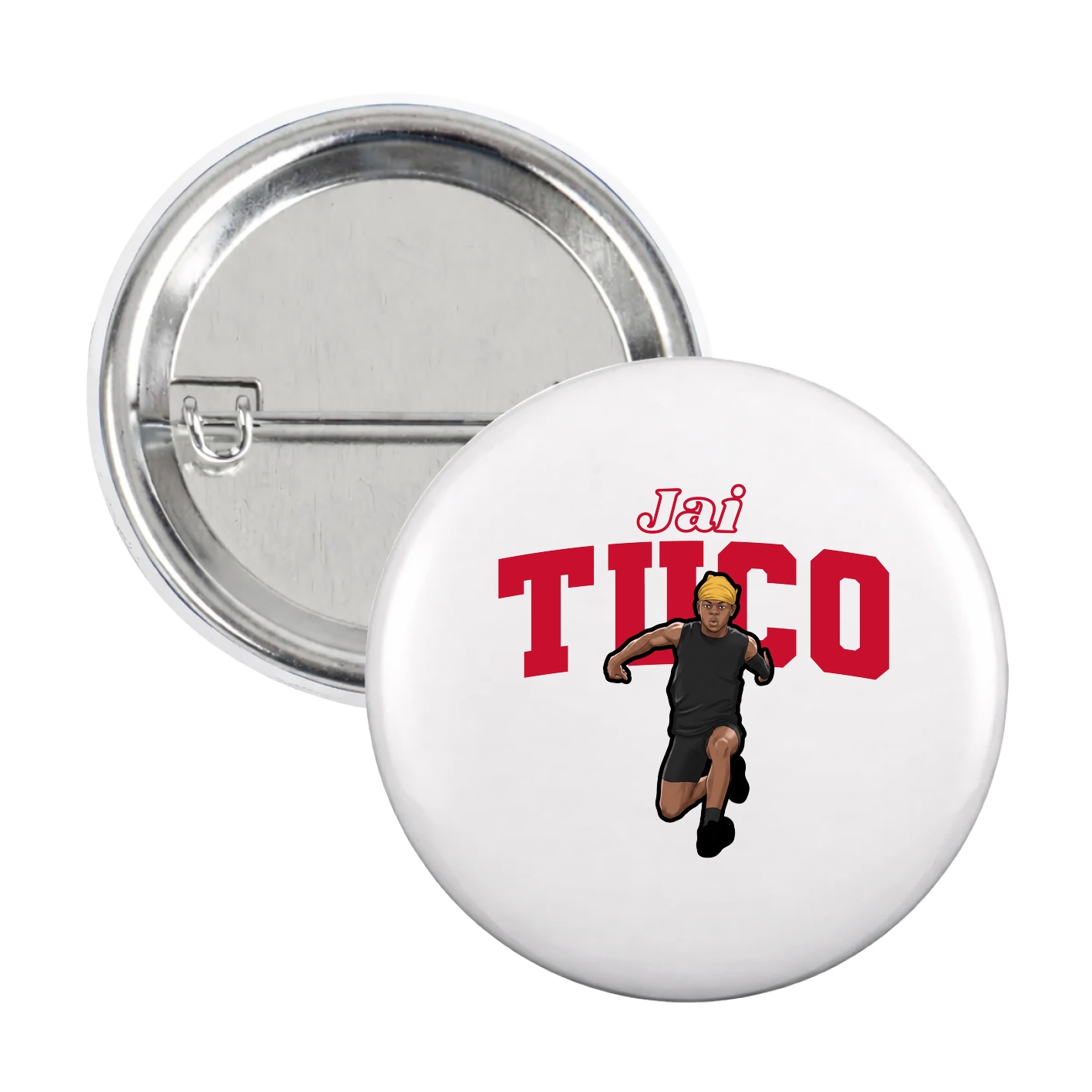 Game Day Button — Name Arch in White