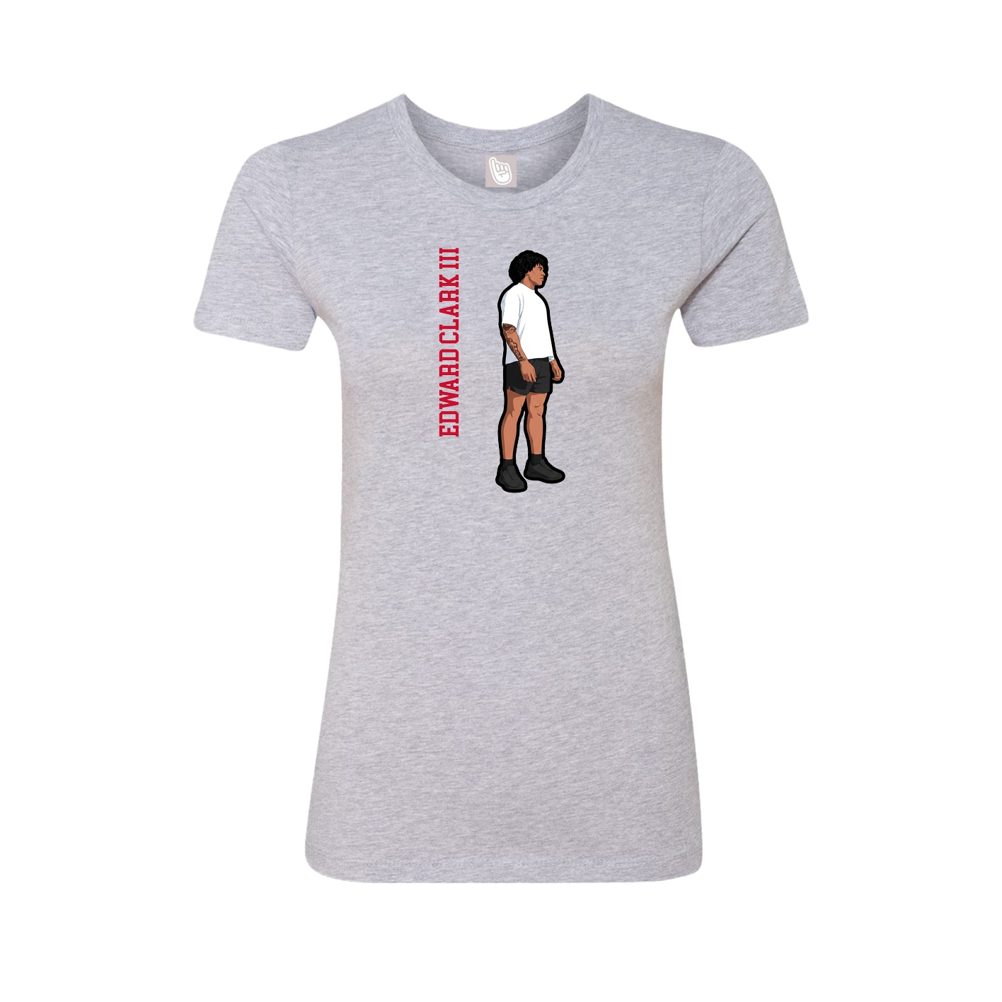 Womens Tee — Name Vertical in Grey