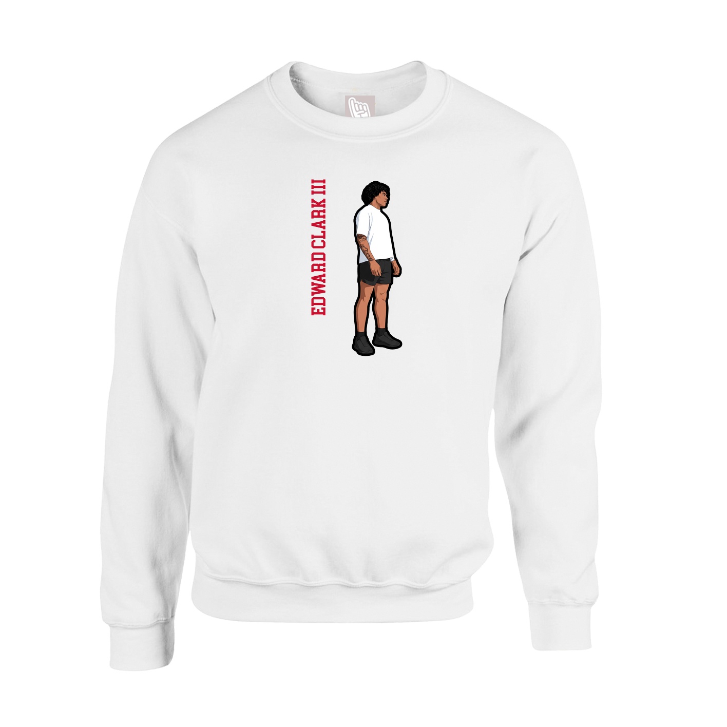 Fleece Crew — Name Vertical in White