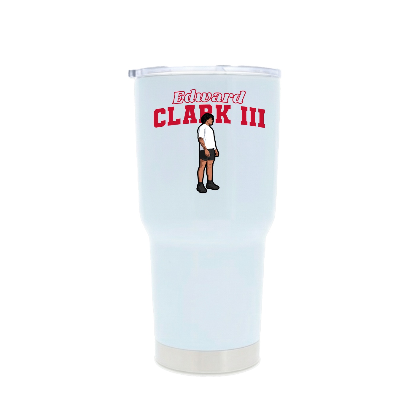 30oz Stainless Steel Tumbler — Name Arch in White