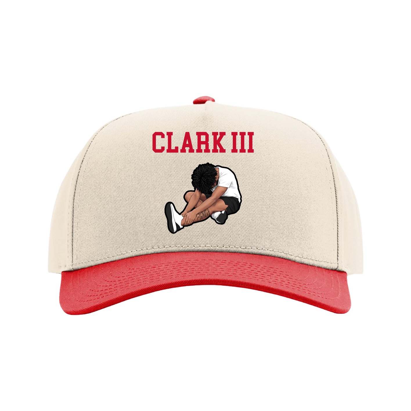 Full Fabric Five-Panel Champ Cap — Shirsey in Cream/Red