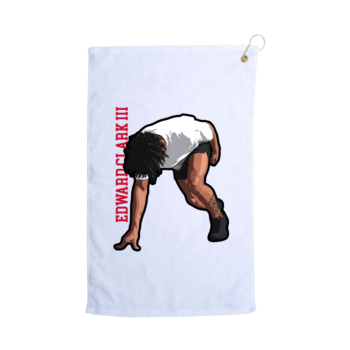 Golf Towel — Name Vertical in White
