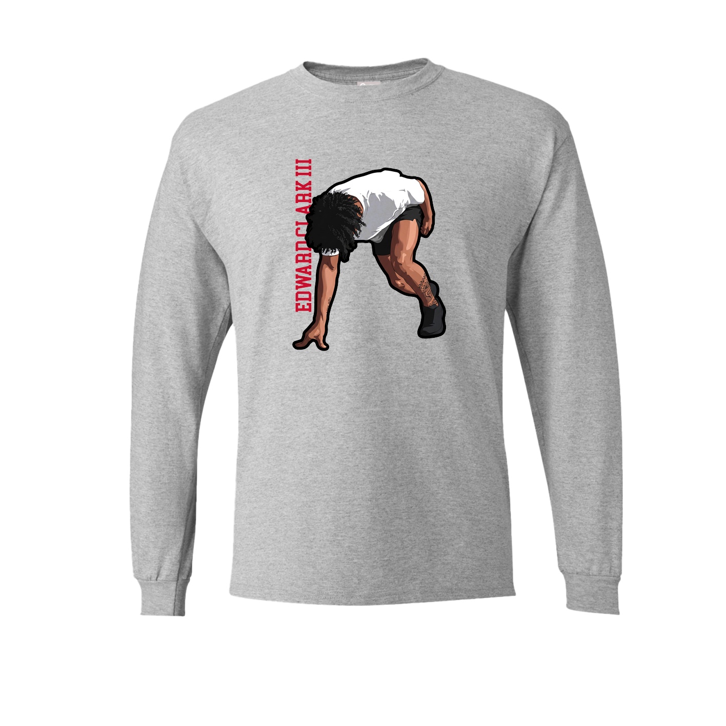 Long Sleeve Tee — Name Vertical in Grey