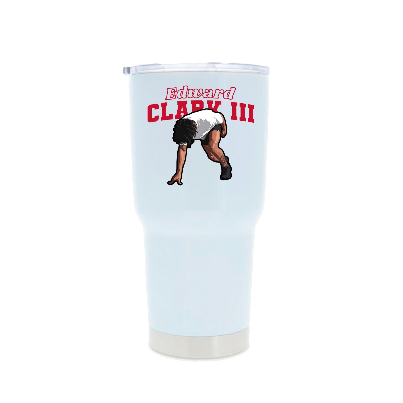 30oz Stainless Steel Tumbler — Name Arch in White