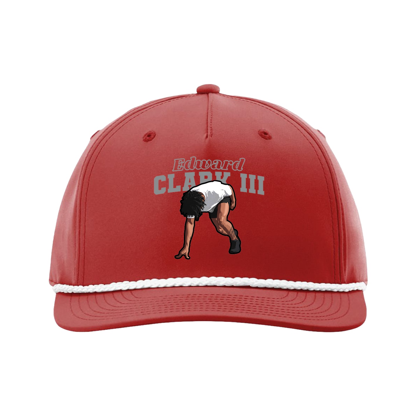 Five-Panel Classic Rope Cap — Name Arch in Red