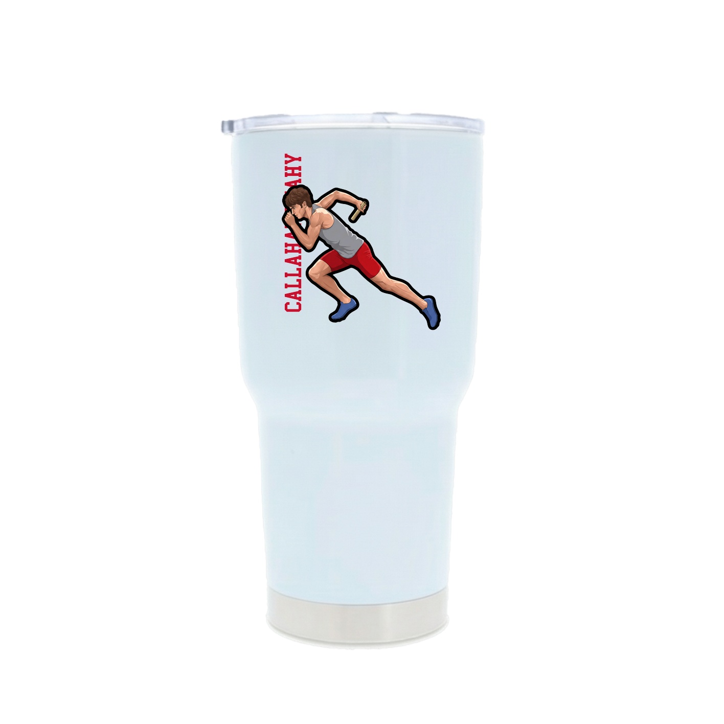30oz Stainless Steel Tumbler — Name Vertical in White