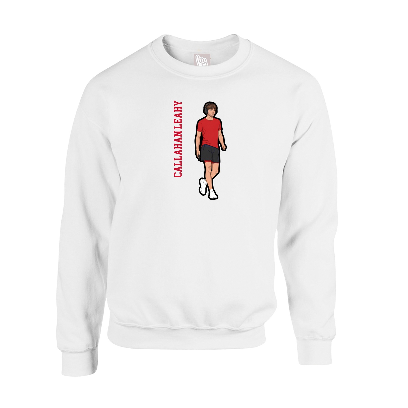 Fleece Crew — Name Vertical in White