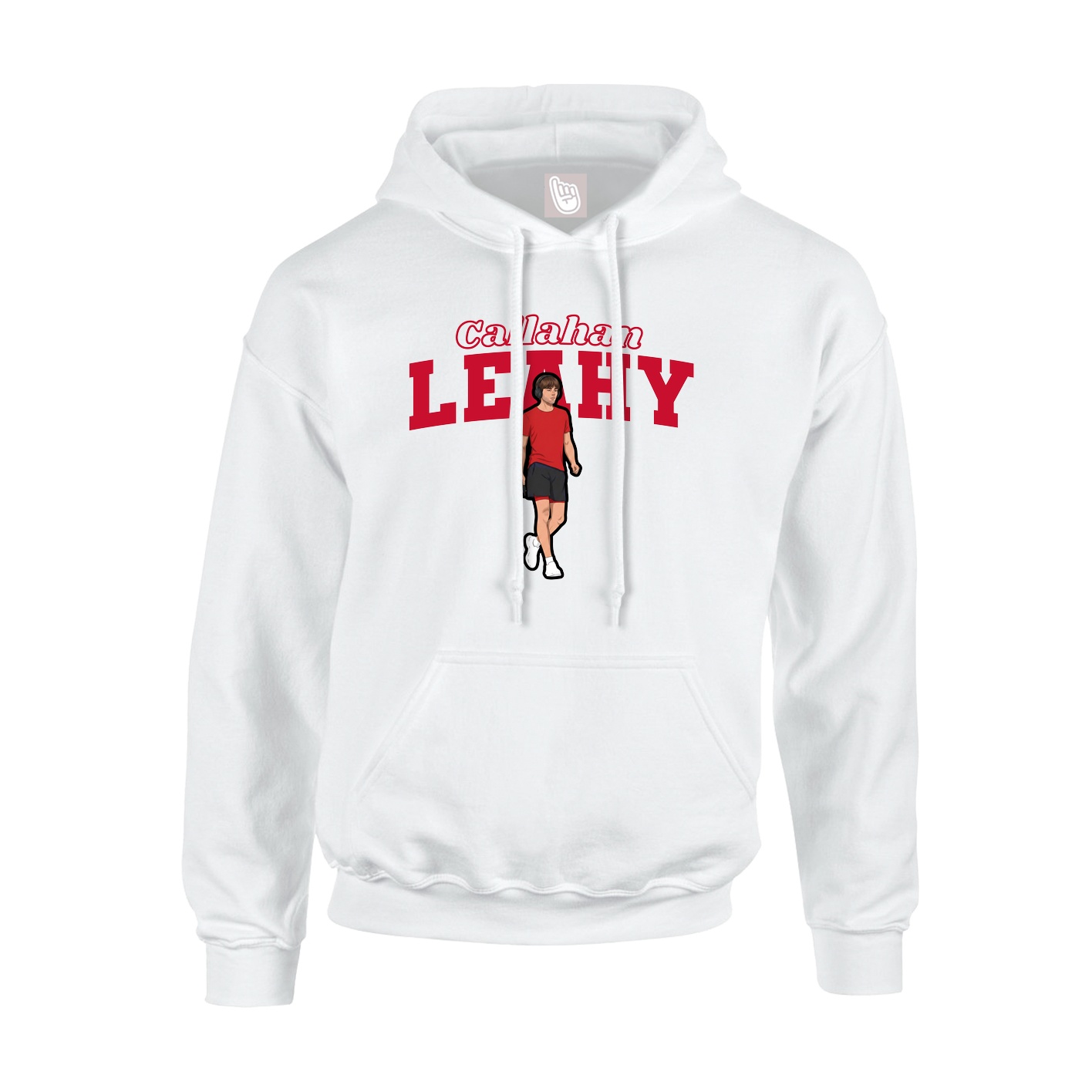 Youth Hoodie — Name Arch in White