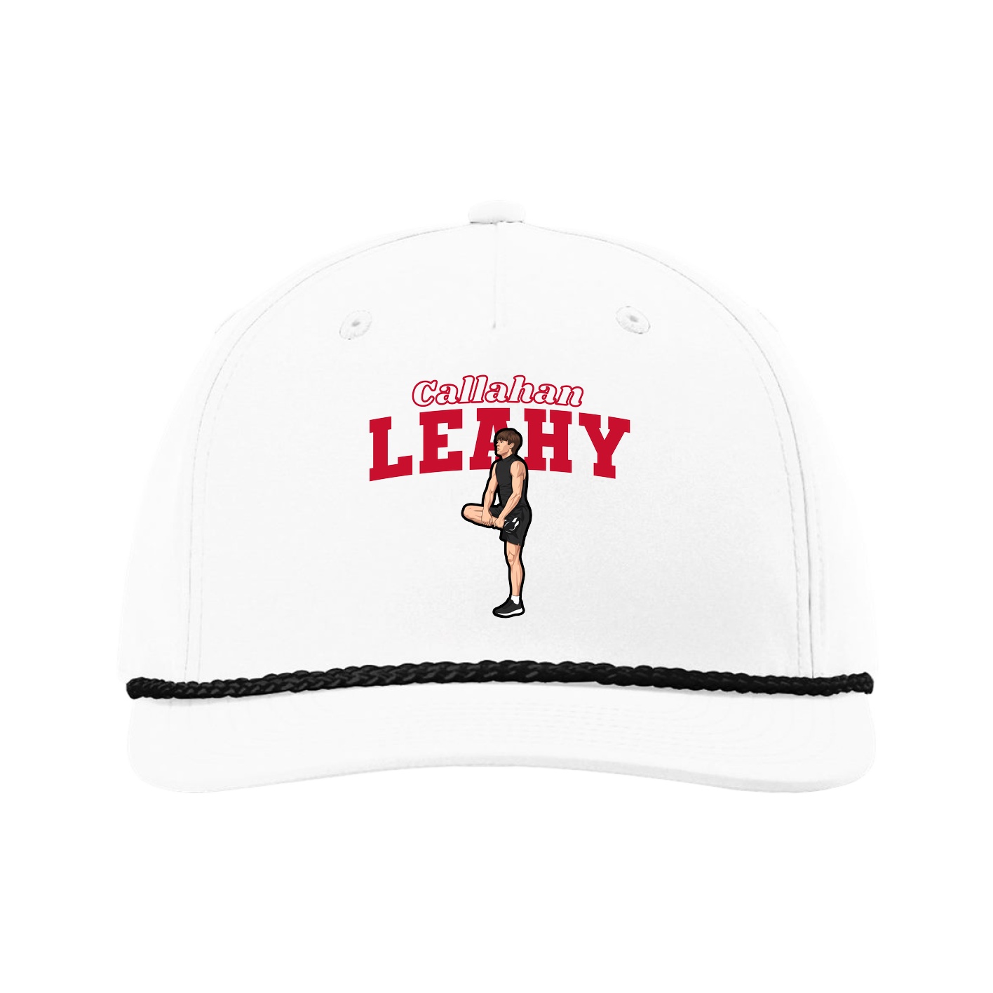 Five-Panel Classic Rope Cap — Name Arch in White