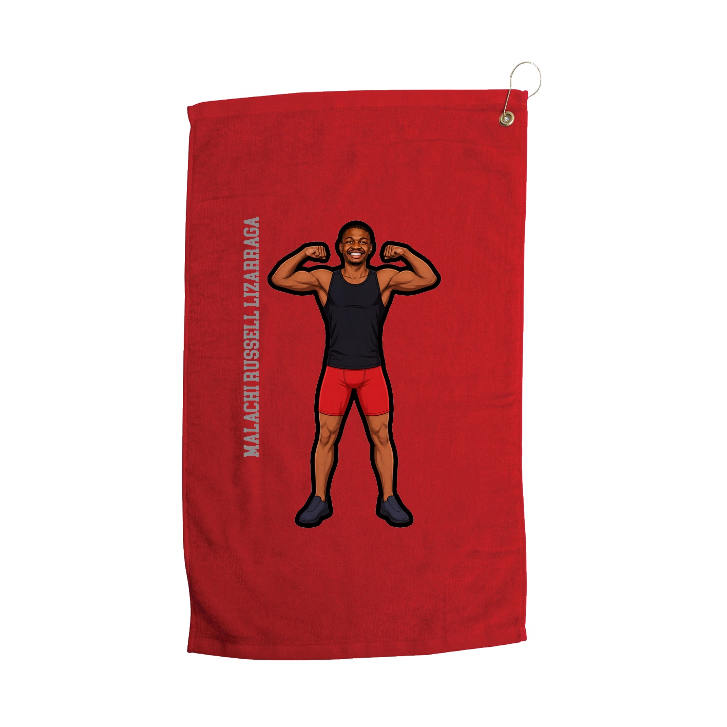 Golf Towel — Name Vertical in Red