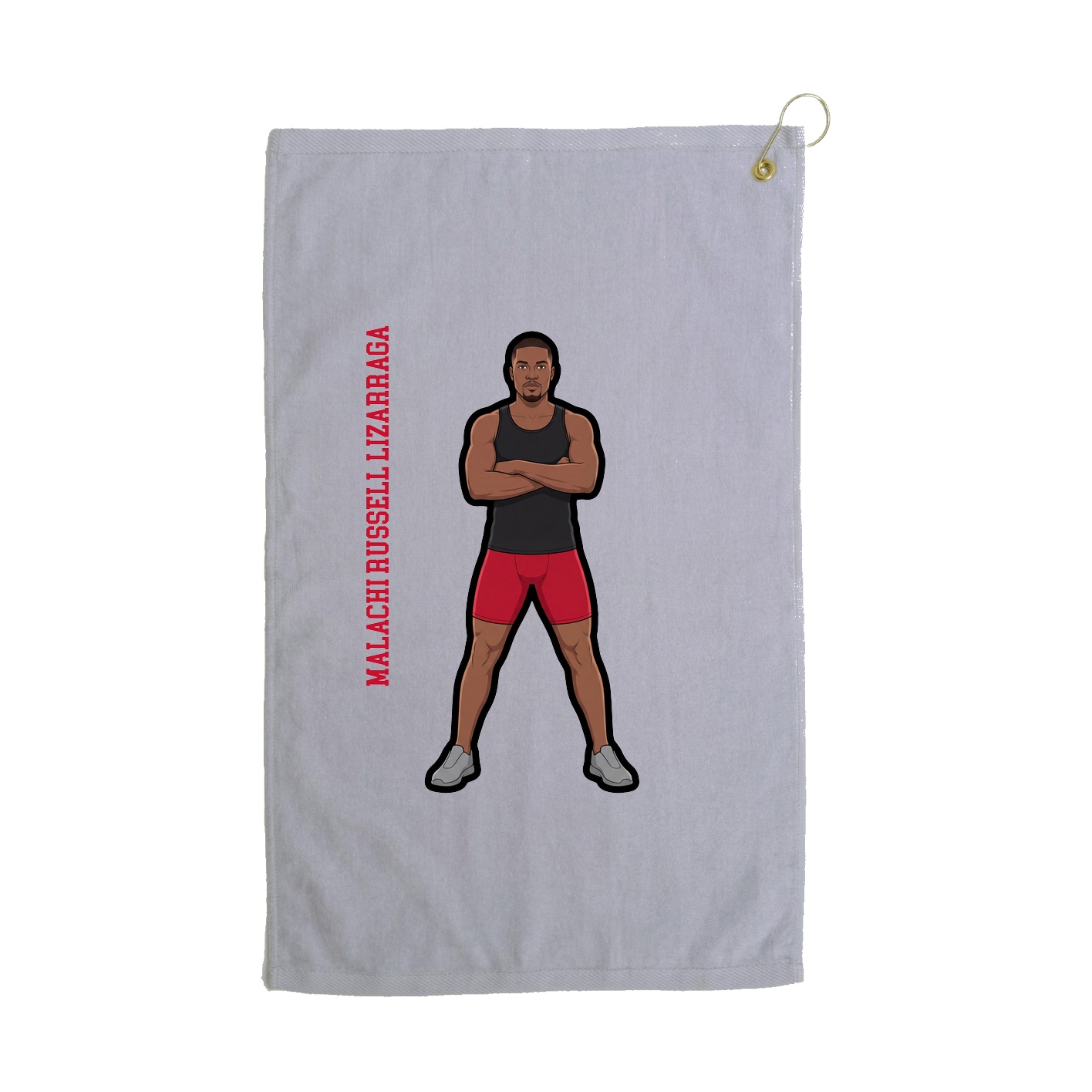 Golf Towel — Name Vertical in Grey