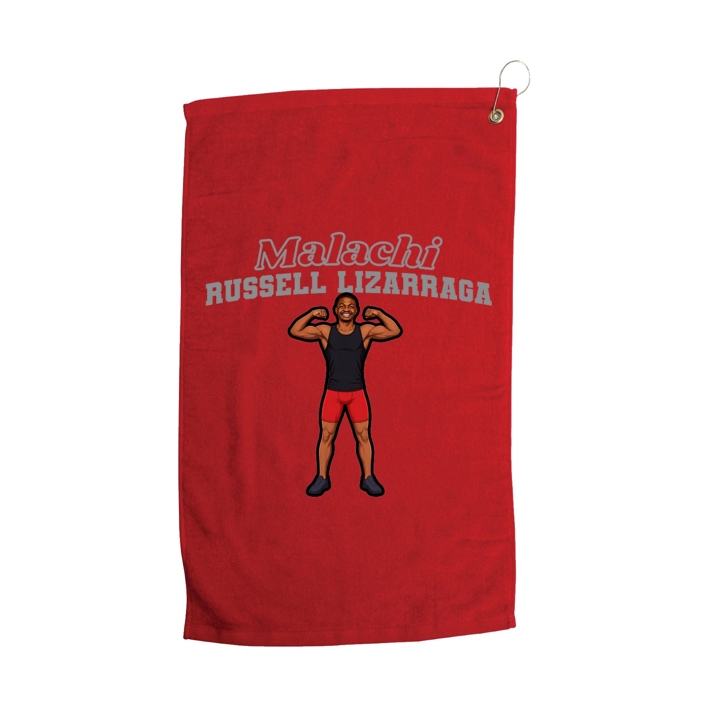 Golf Towel — Name Arch in Red