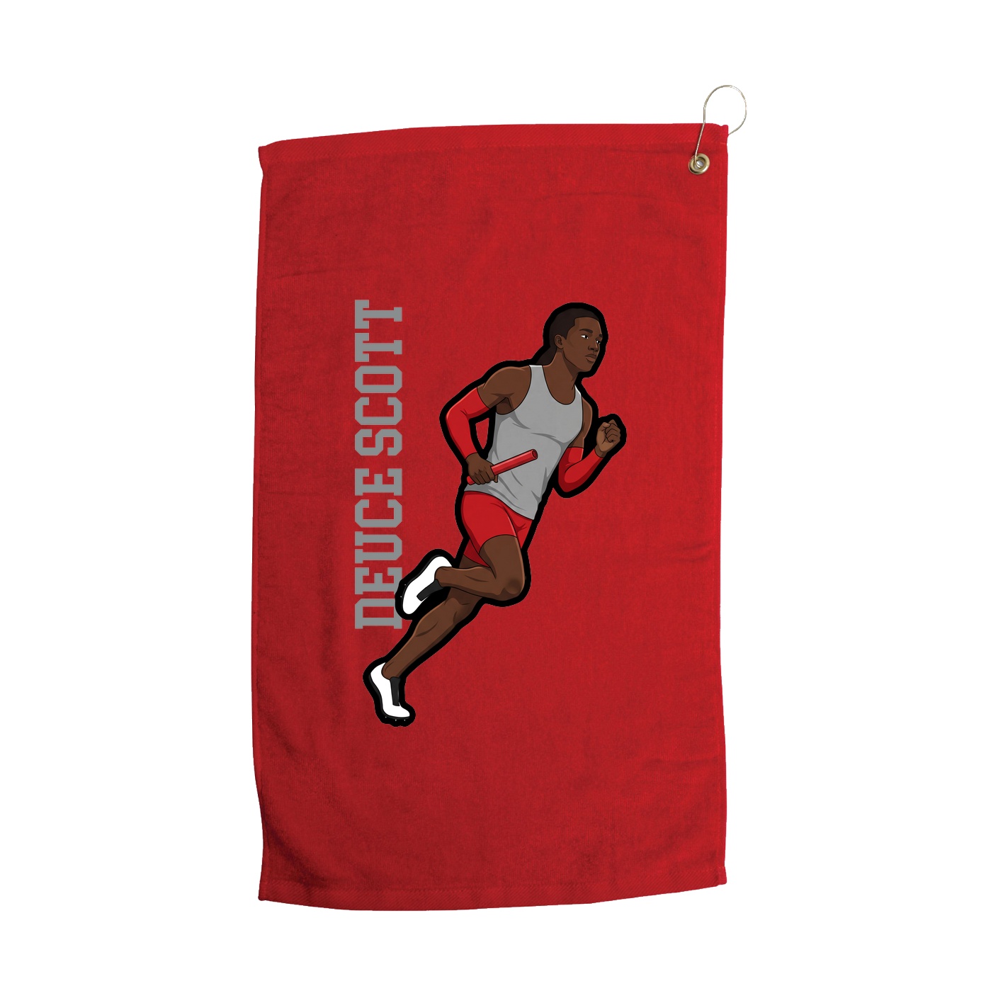 Golf Towel — Name Vertical in Red