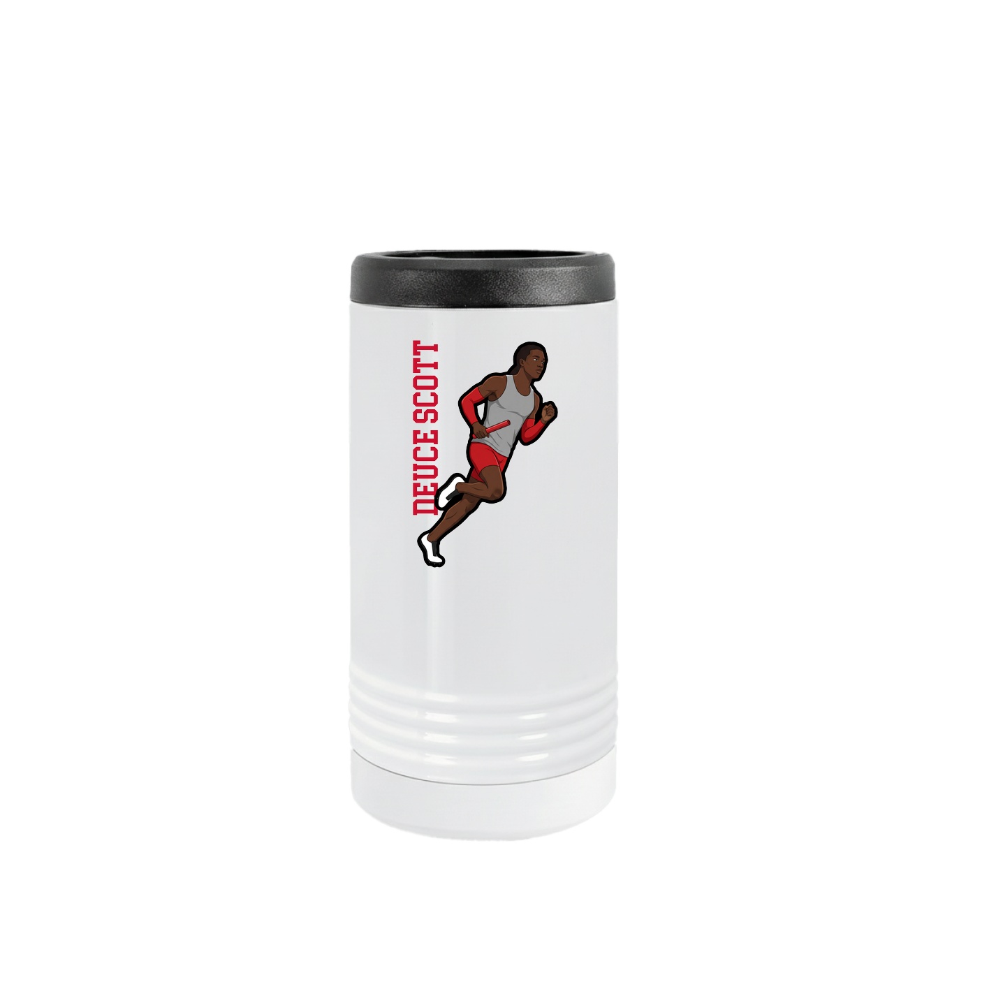 Slim Beverage Holder — Name Vertical in White