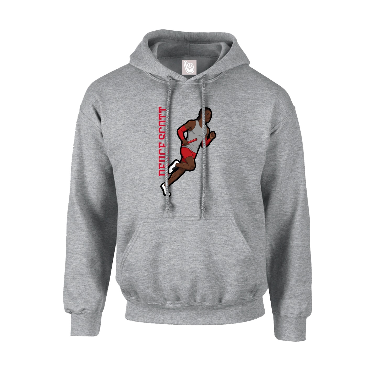 Youth Hoodie — Name Vertical in Grey