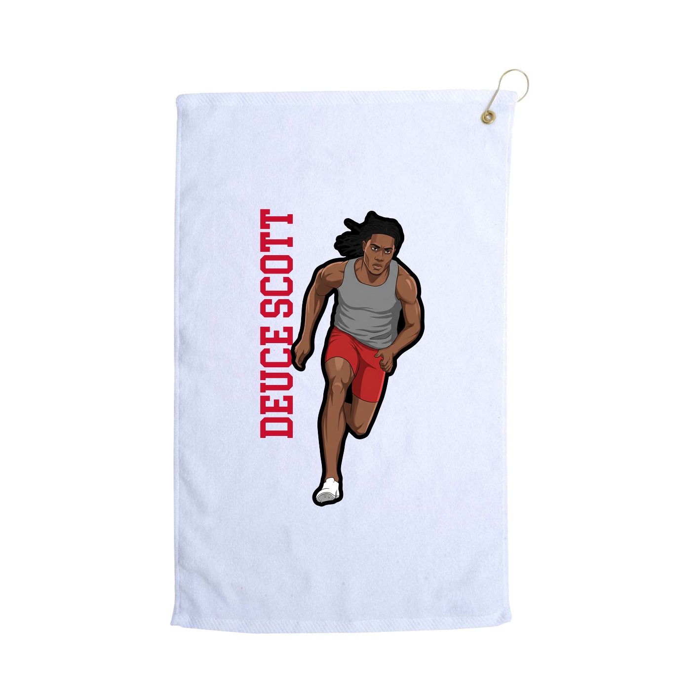 Golf Towel — Name Vertical in White