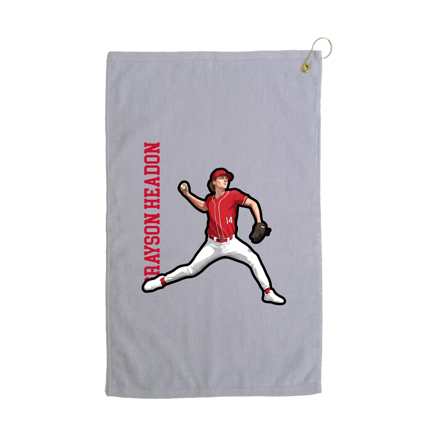 Golf Towel — Name Vertical in Grey