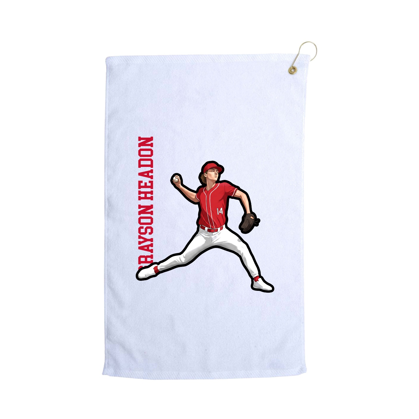 Golf Towel — Name Vertical in White