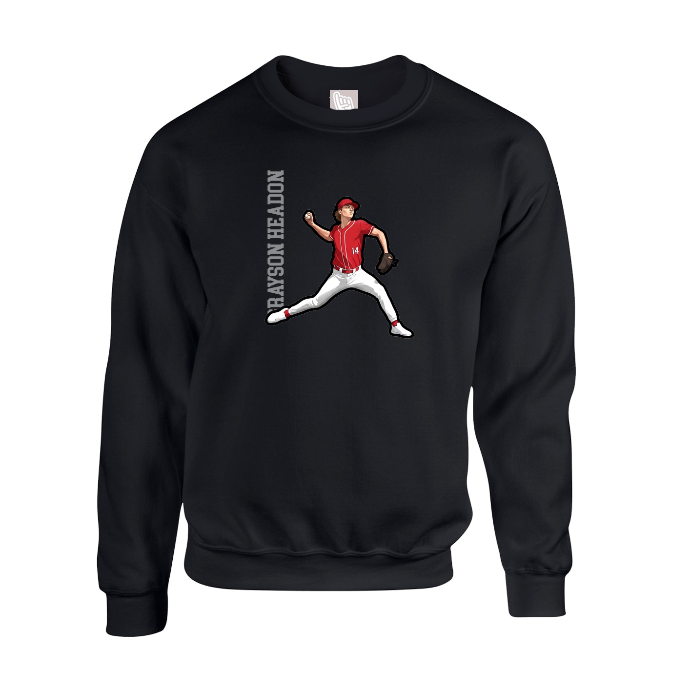 Fleece Crew — Name Vertical in Black