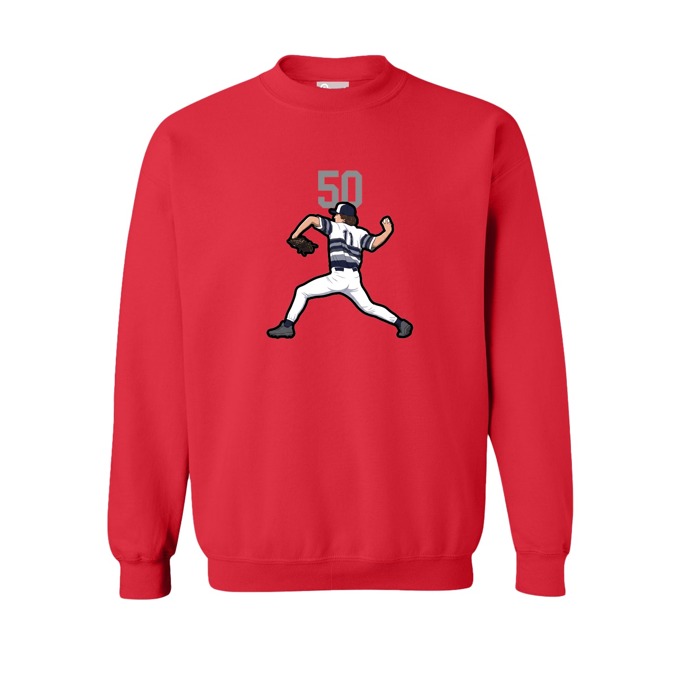 Fleece Crew — Number Top in Red