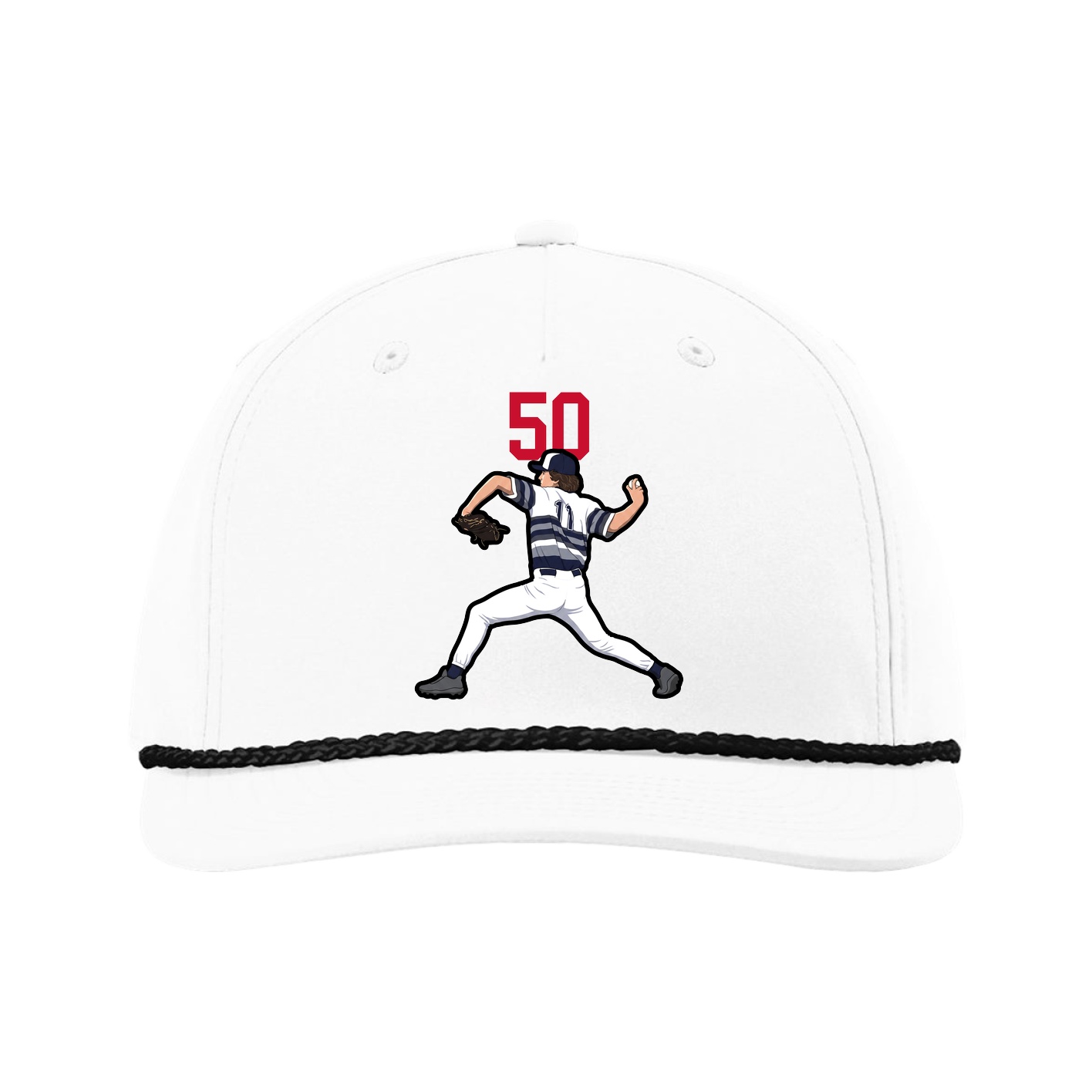 Five-Panel Classic Rope Cap — Number Top in White