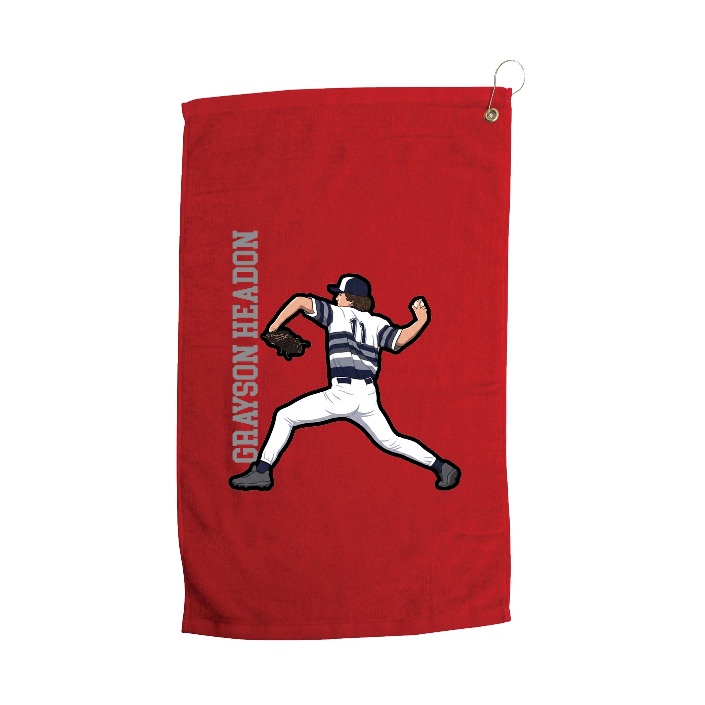 Golf Towel — Name Vertical in Red