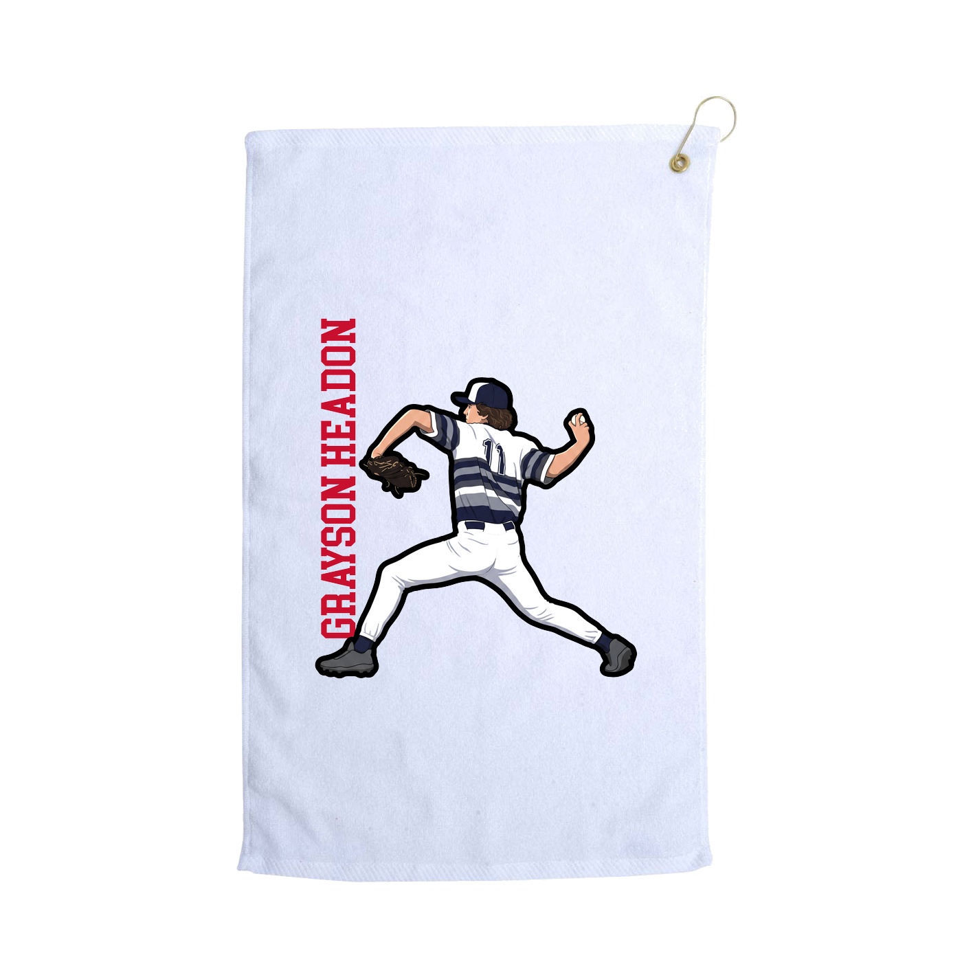 Golf Towel — Name Vertical in White