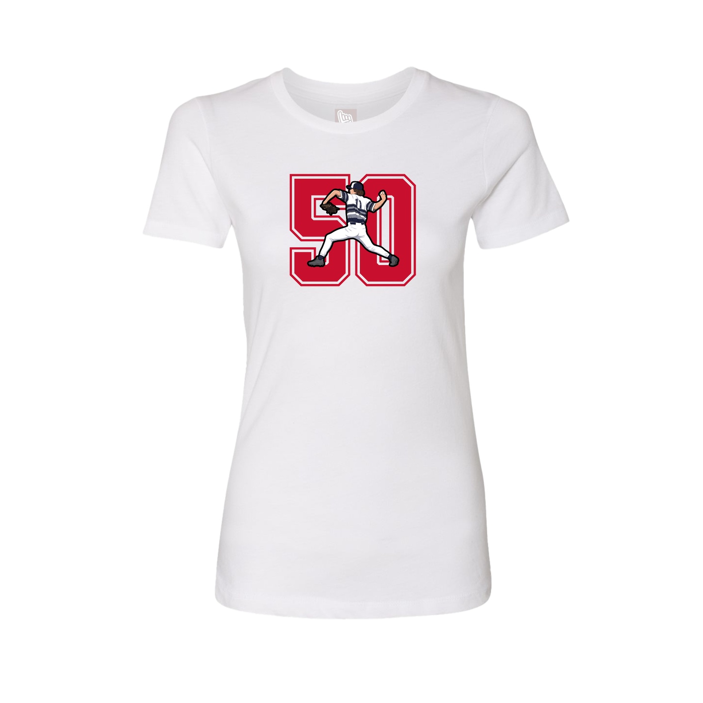 Fitted Women's Tee — Number in White