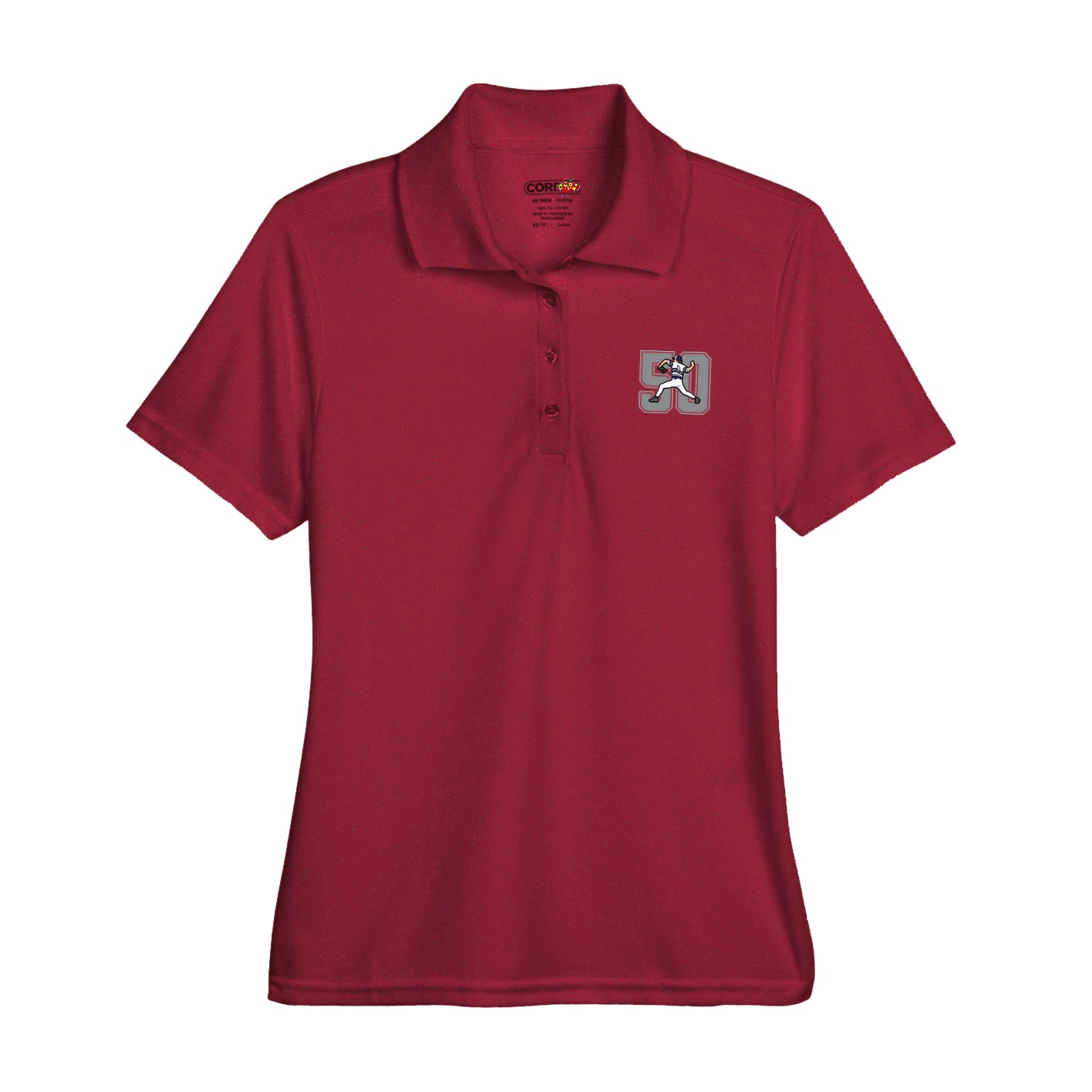 Womens Performance Polo — Number in Red