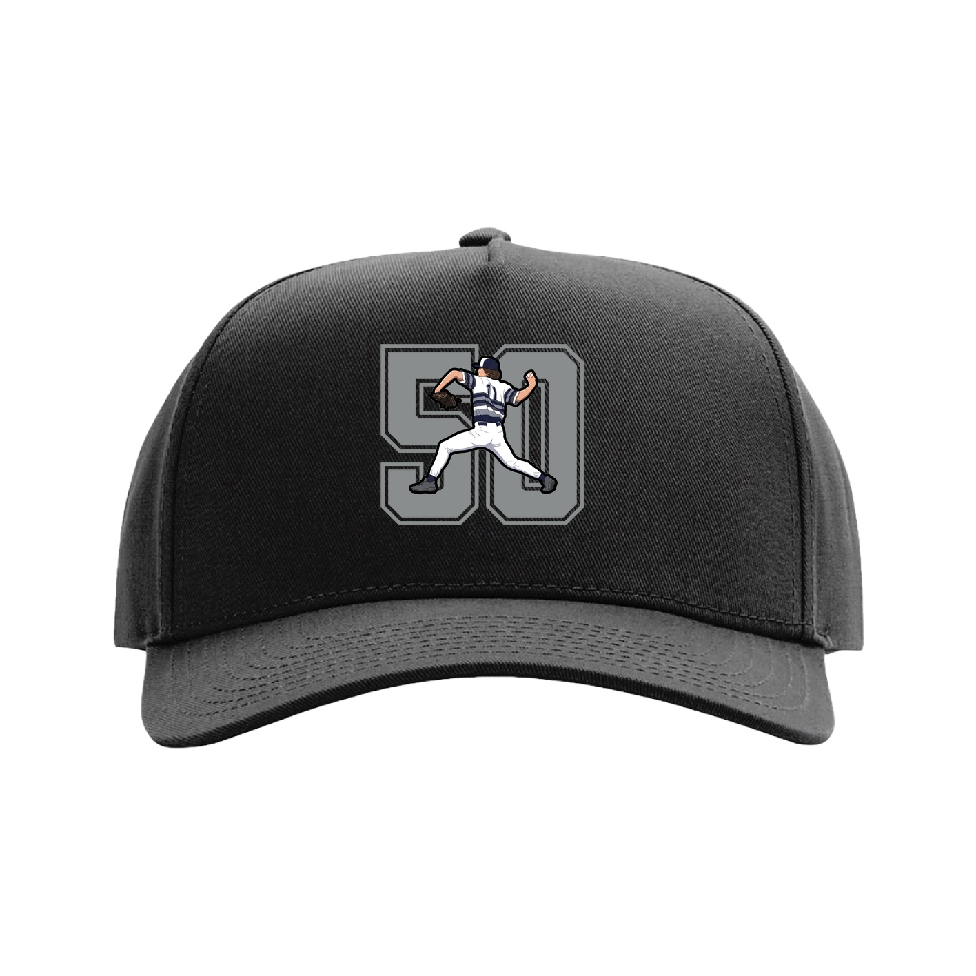 Full Fabric Five-Panel Champ Cap — Number in Black