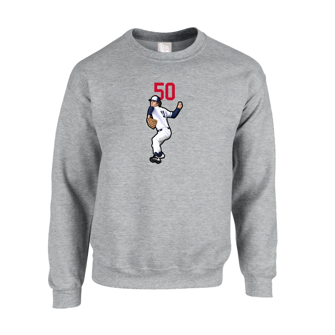 Fleece Crew — Number Top in Grey