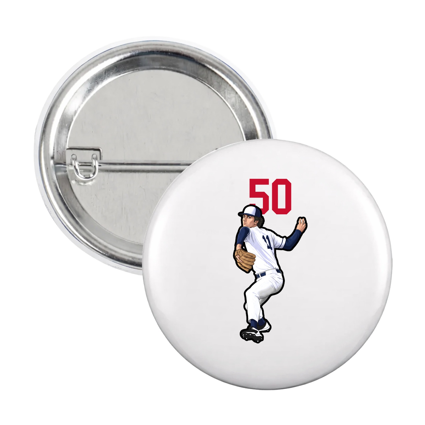 Game Day Button — Number Top in White