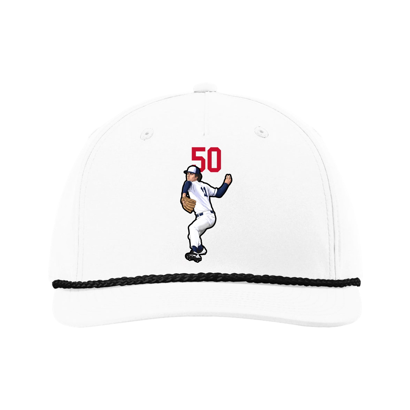Five-Panel Classic Rope Cap — Number Top in White
