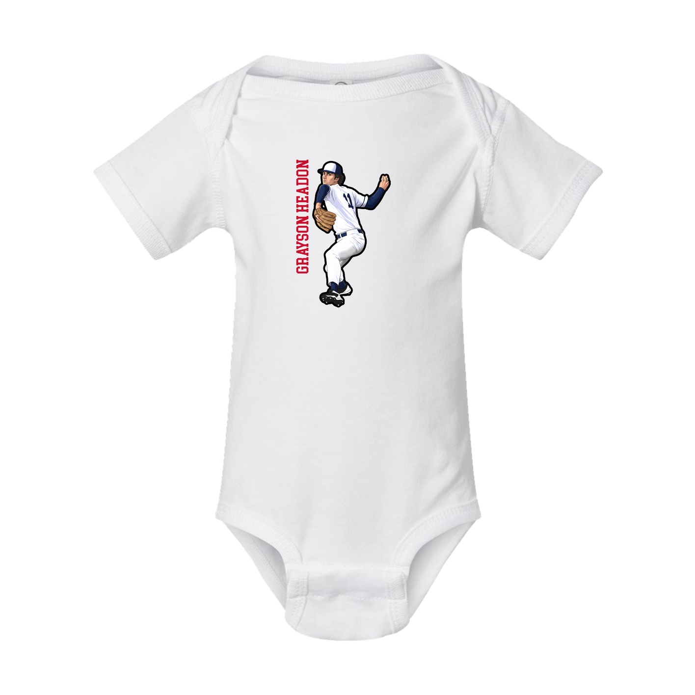 Baby Onesie — Name Vertical in White