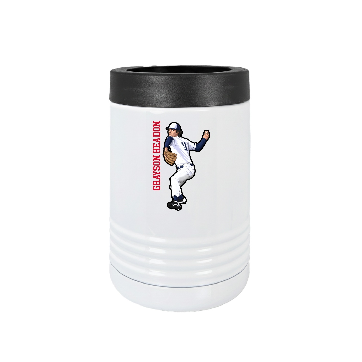 Beverage Holder — Name Vertical in White